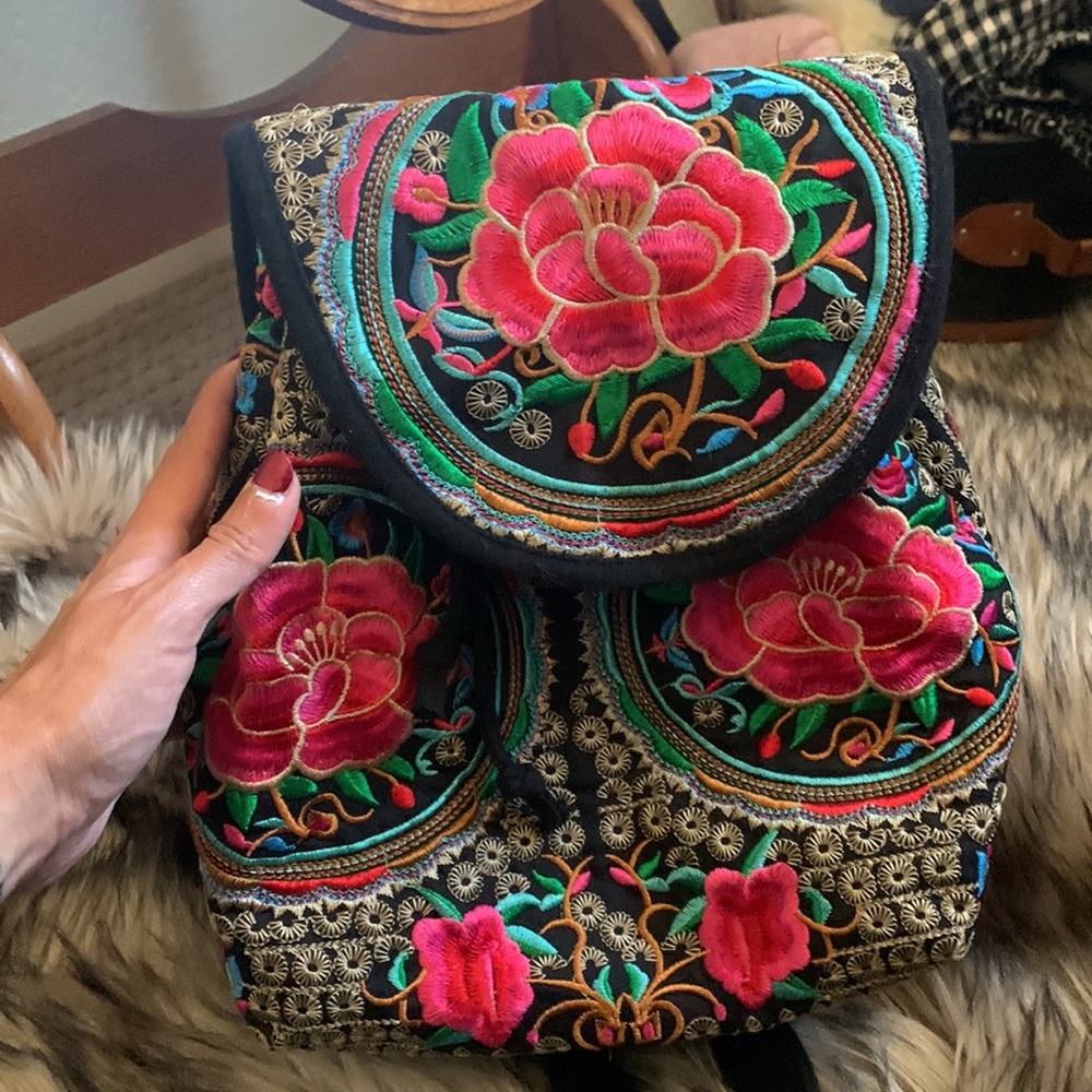 Mini Embroidered Flower Back Pack. - image 1